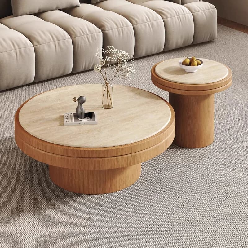 Japanese Round Coffee Table Wood Living Room Unique Design Coffee Table Minimalist Adjustable Tavolino Da Salotto Furnitures