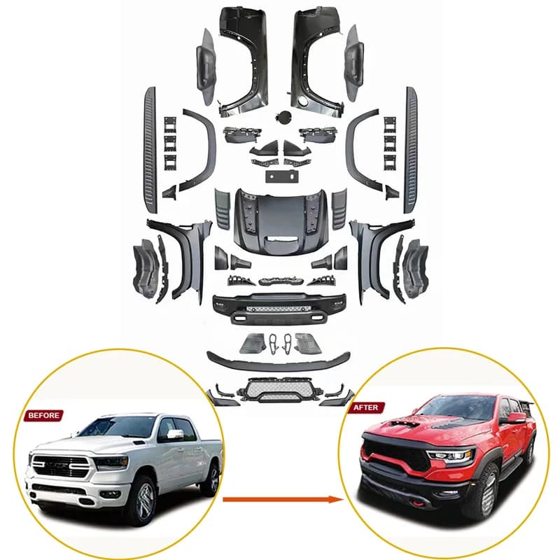 JP-DRBK01 TRX Style Conversion Body Kit ODM Precise Fitment Exterior Upgrade Parts Fit For Dodge Ram 1500 2019-2023 Professional