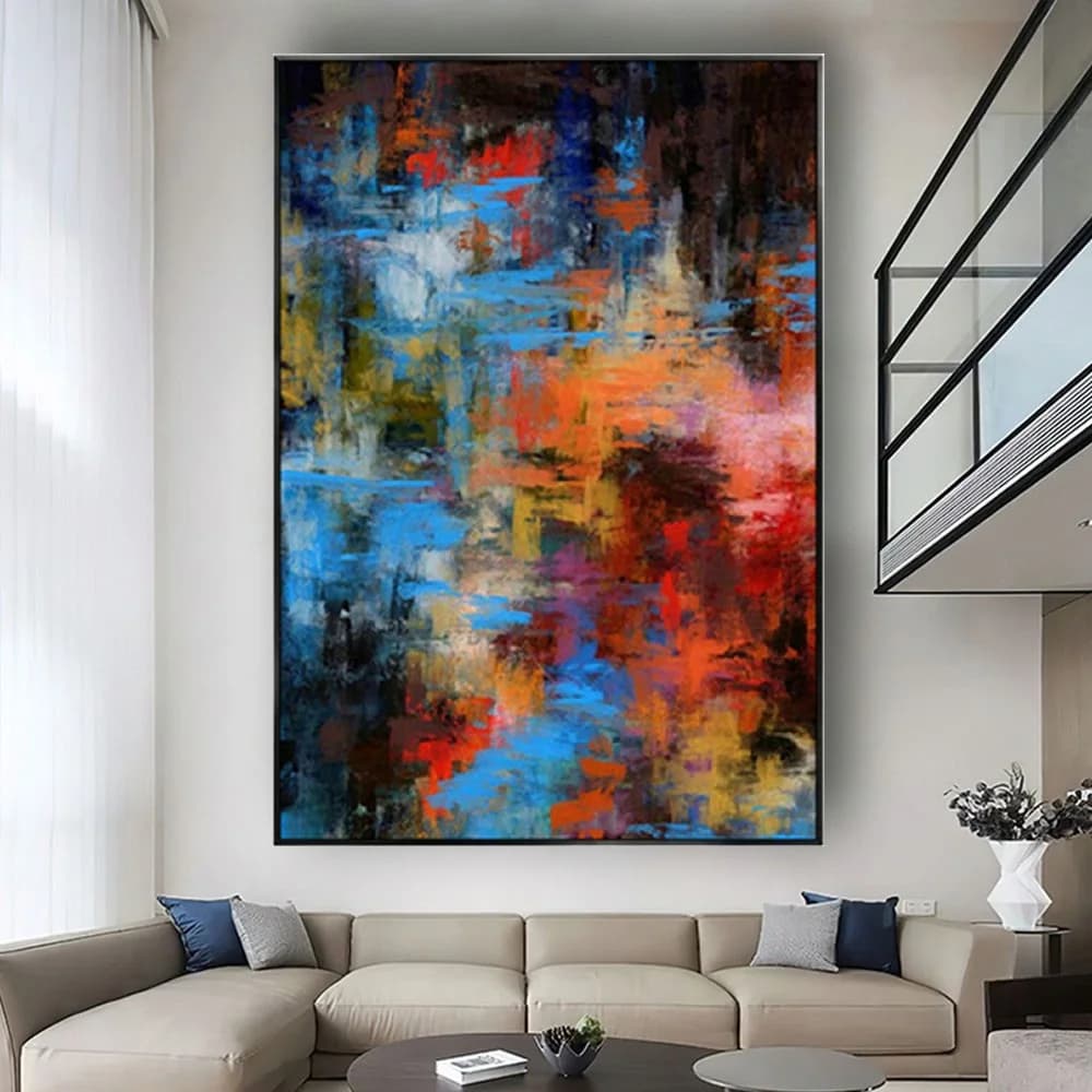 Fashion Color Block Picture Handmade Modern Artwork Abstract Oil Paintings On Canvas Mural For Home Decor Wall Art Colorful Sofa