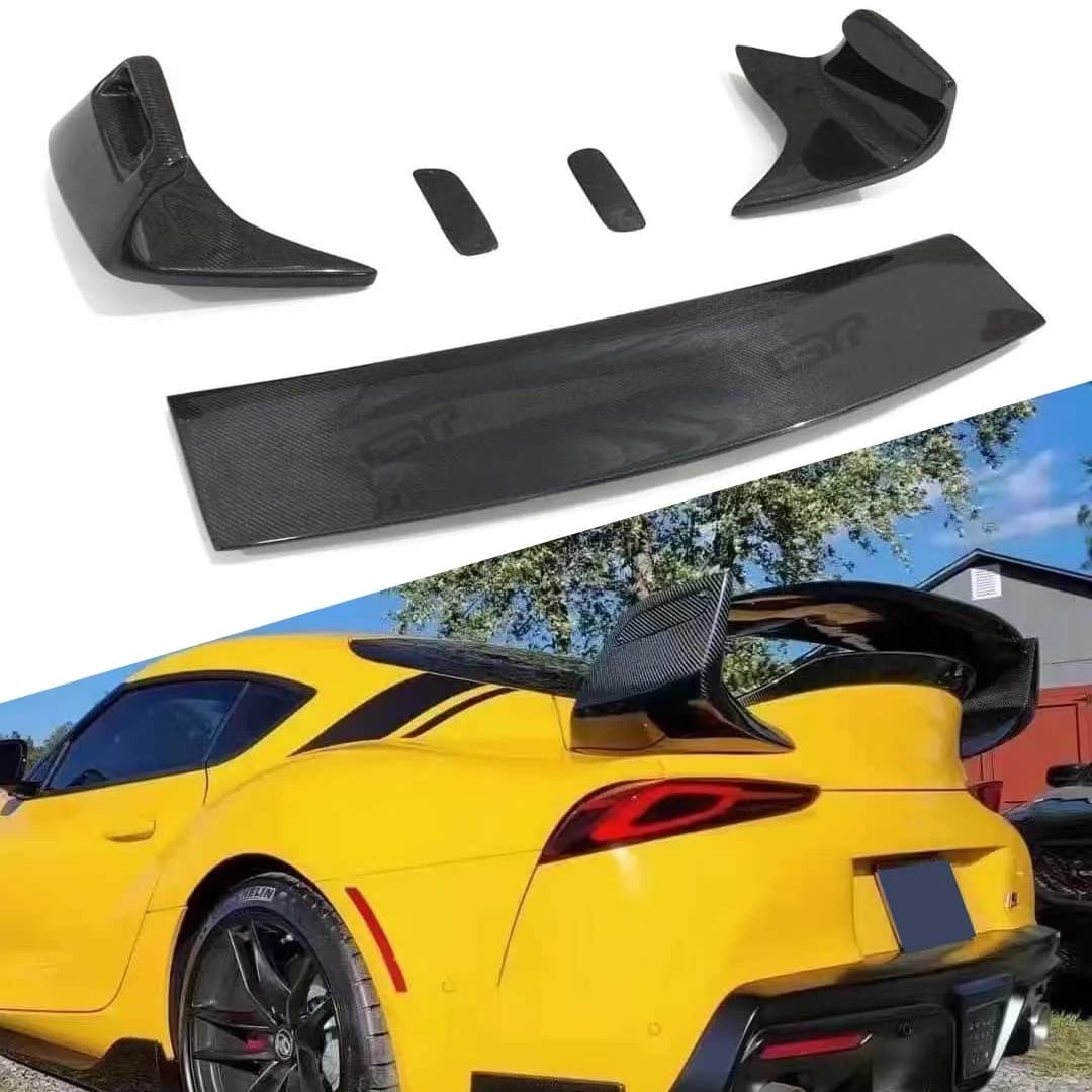 New STI Style High Quality Carbon Fiber Rear Trunk Wing Spoiler Single Polished Finish CSYP MKV MK5 A90 Supra 2 Door 2019-2021
