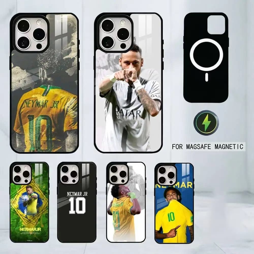 Neymar No.10 Football Theme Phone Case For iPhone17,16,15,14,13,12,11 Plus,Pro Magnetic with Magsafe Wireless Charging