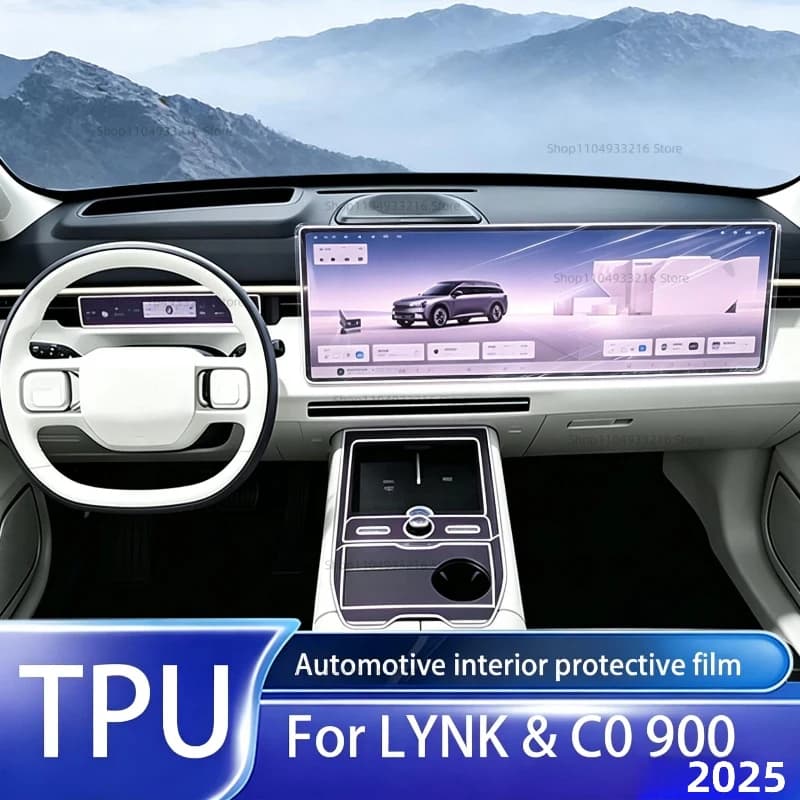 Transparent TPU Protective Film Anti-scratch For LYNK&CO 900 2025 Car Interior Center Console Dashboard Navigation Pre-cut PPF