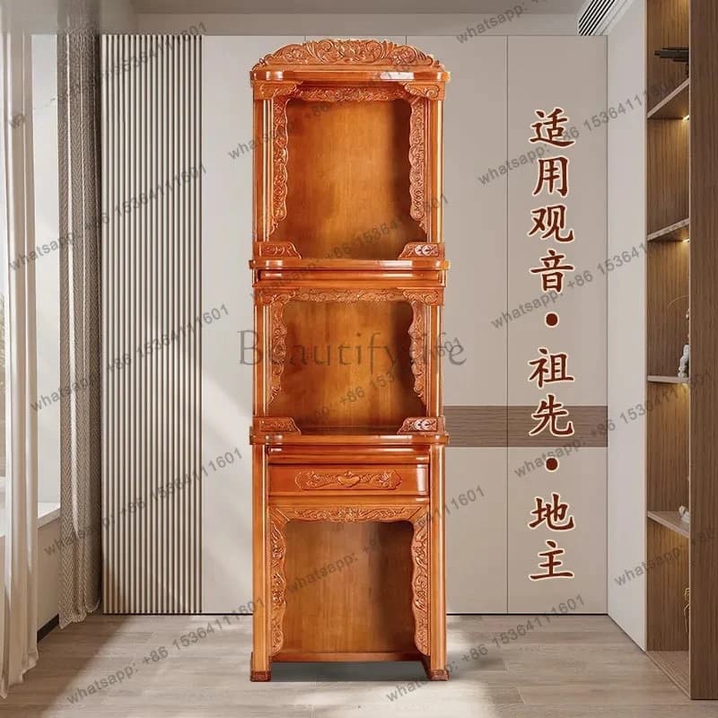 Factory Direct Household Buddhist cabinet flower pear color Buddha niche solid wood god platform new Chinese style offering