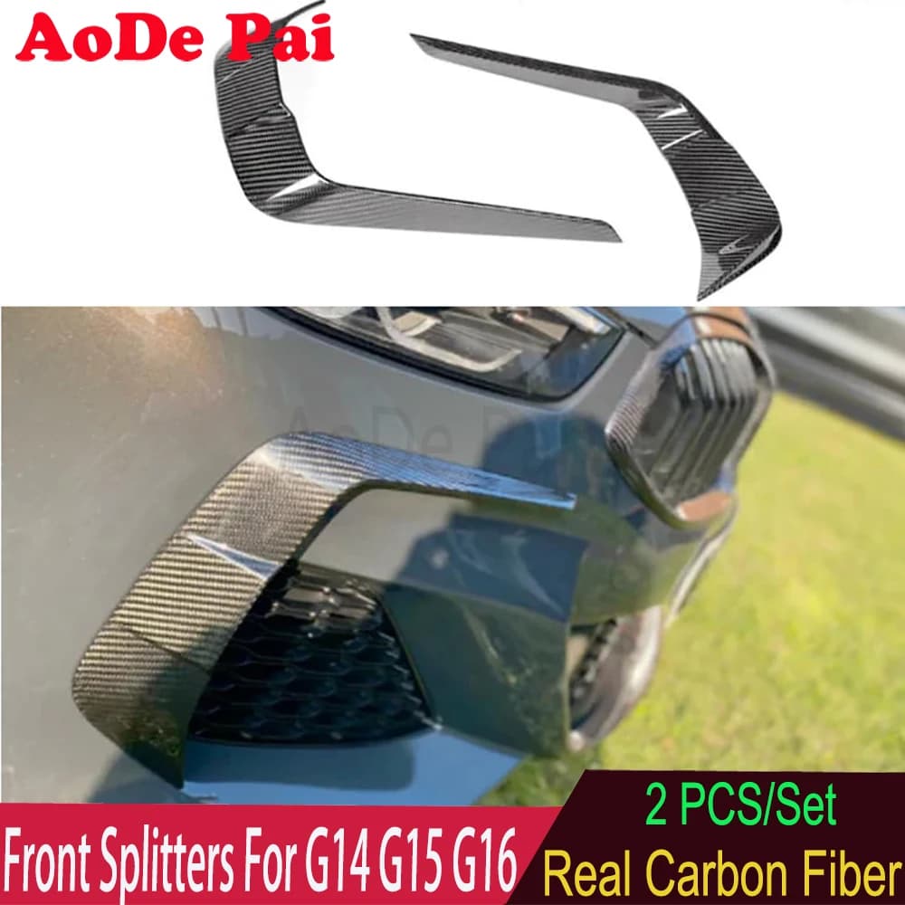 2 PCS/Set Real Carbon Fiber Front Bumper Splitters Air Canards For BMW 8 Series G14 G15 G16 M850i 2019-2025