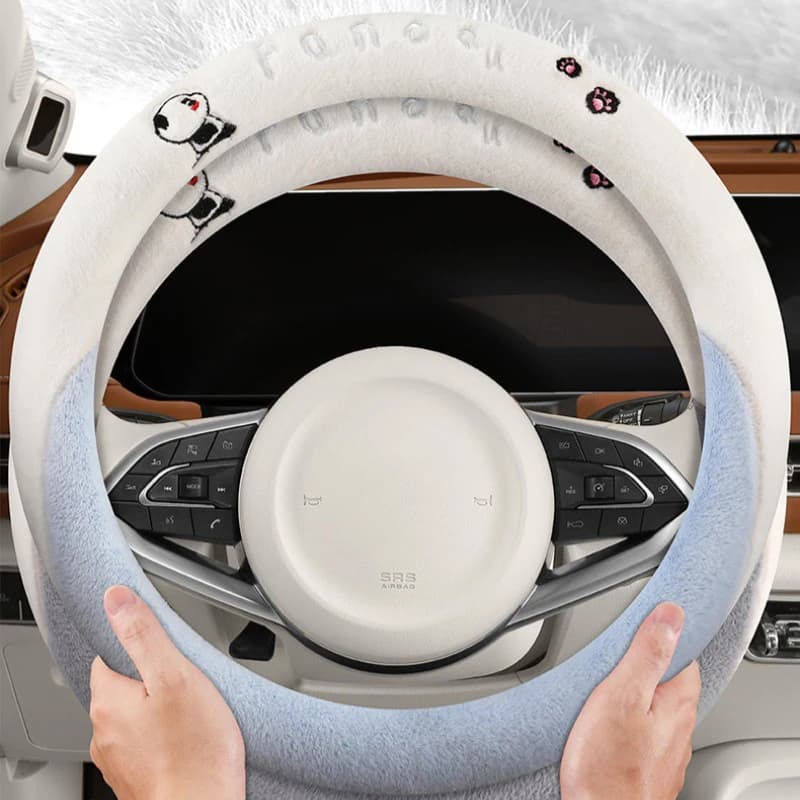New Car Steering Wheel Cover Cute Panda Plush Cover Winter Car Anti-slip Warm Round/D type/Double D Type Steering Wheel Cover