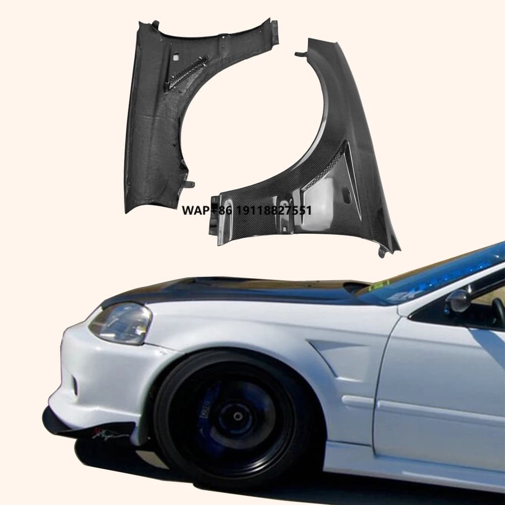 For  99-00 Ek Civic Hatch Back Js Racing Front Fender +20Mm Carbon Fiber
