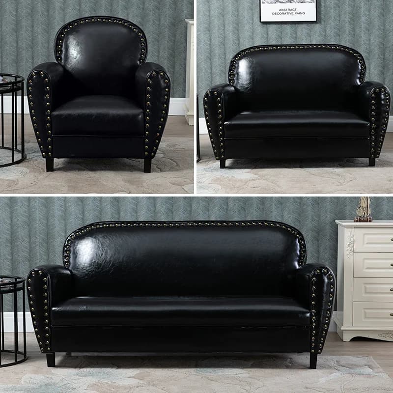 Sofa small apartment leather art two-person rental room simple double straight row European style, two-person apartment