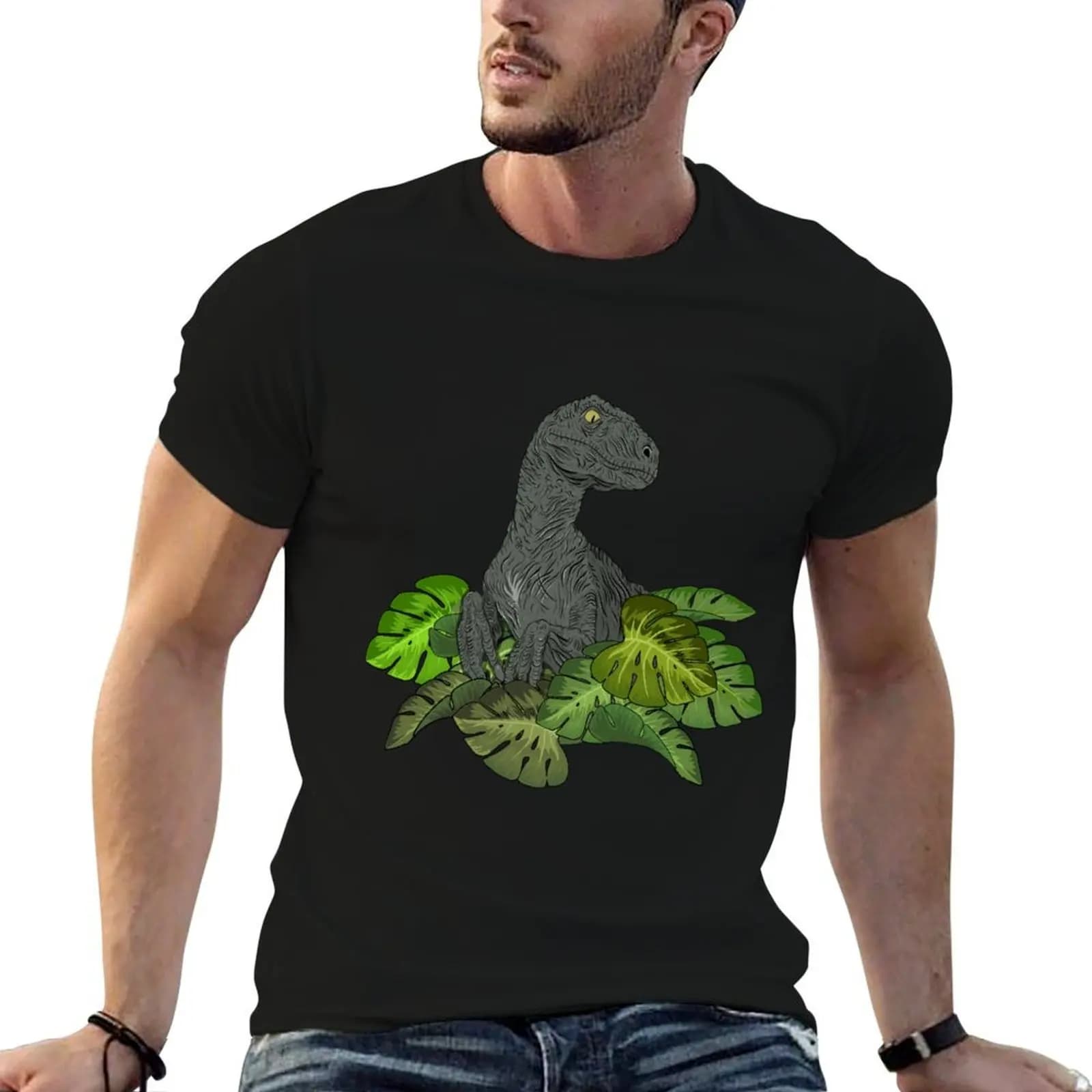 Cute Raptor in the jungle T-Shirt boys animal print custom shirt tshirts for men
