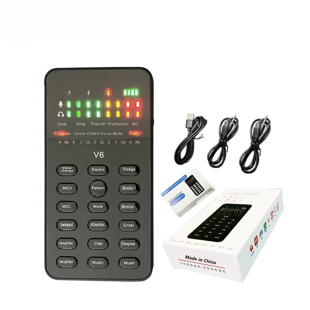 Recordio Professional Live Sound Card for Recording Studio for Gaming Live GAX-V6 Wired with Adjustable Voice