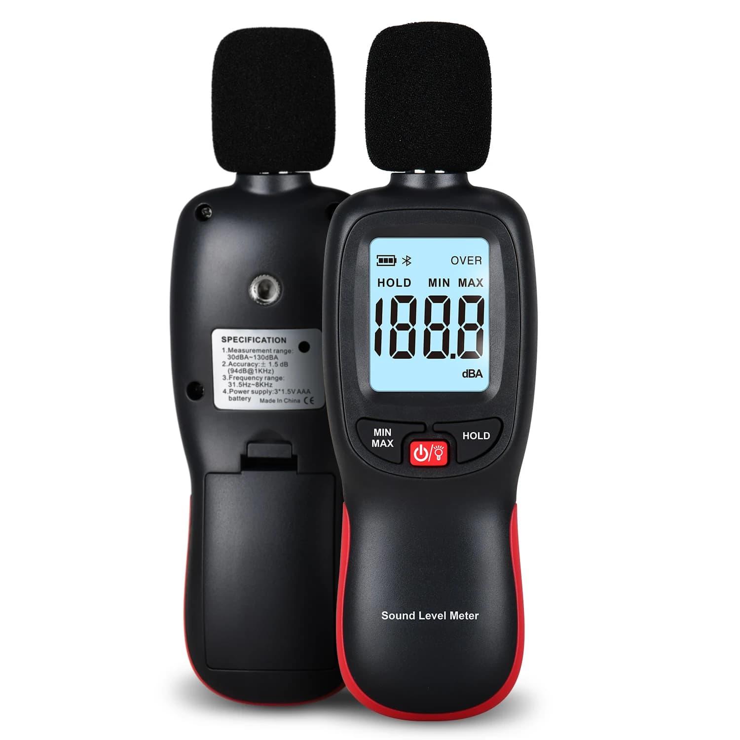 Digital Sound Level Meter Bluetooth APP Data Logger dBA Noise Tester 30-130dB Portable Decibel Monitor with Backlight Alarm