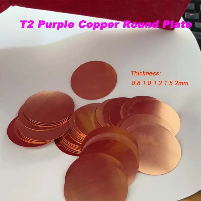T2 Copper Round Disc Gasket 0.8-2mm Thick Solid Purple Copper Washer Plate