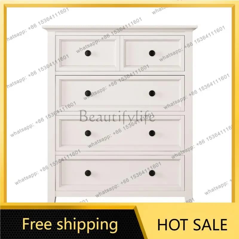 FG American pastoral style modern simple storage chest of drawers all solid wood living room pastoral style