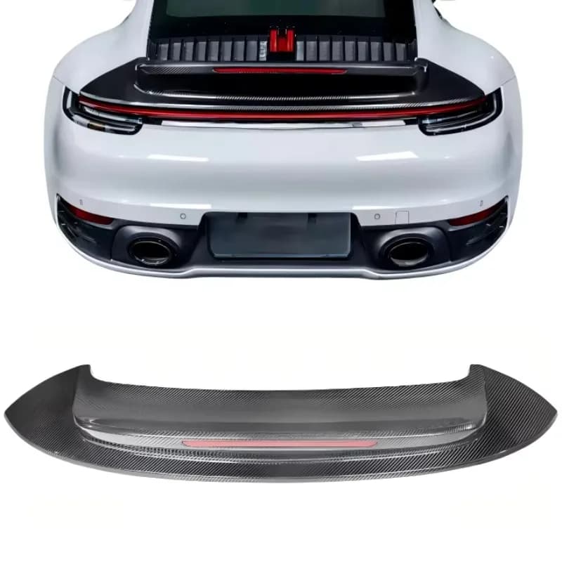 Carbon Fiber Rear Spoiler Wing Upgrade for Porsche 911 992 Convertible Rose Madder Rear Bumper Upgrade Car Accessories