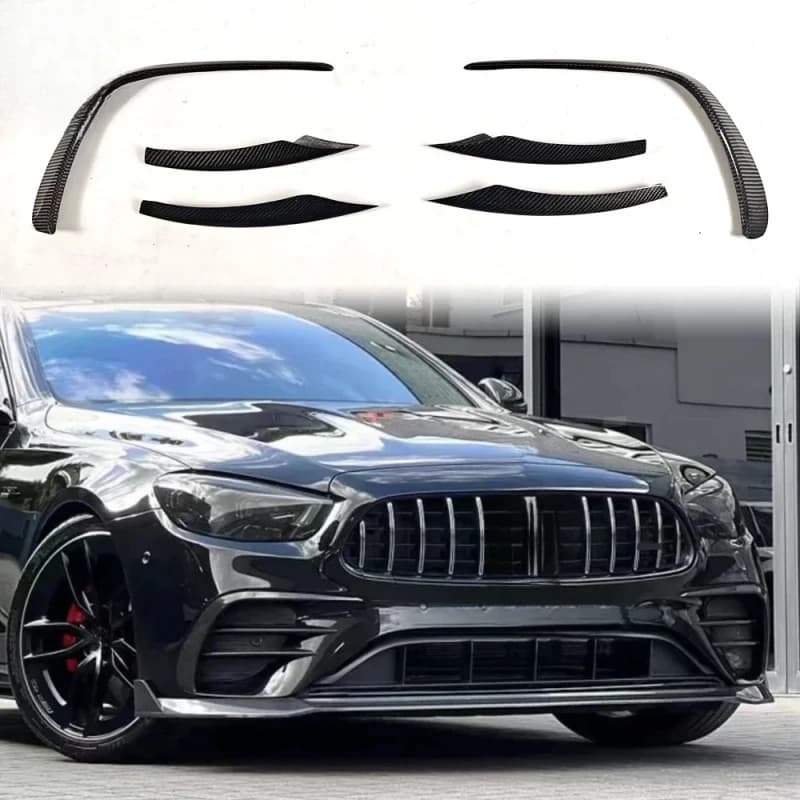 Premium Car Accsori  Carbon Fiber Front Vent Fog Decorative Trim Wind Knife E-Class W LCI Sport Durle