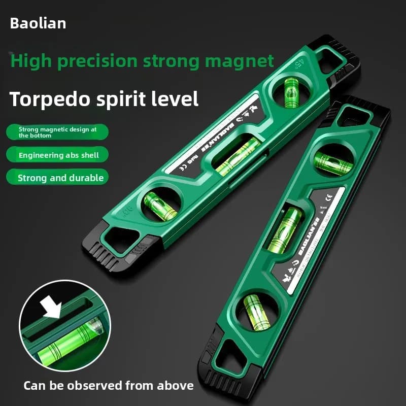 Magnetic Torpedo Level 230mm Mini Spirit Level Bubble Level Measuring Tool Woodworking Alignment Ruler Portable Precision Level