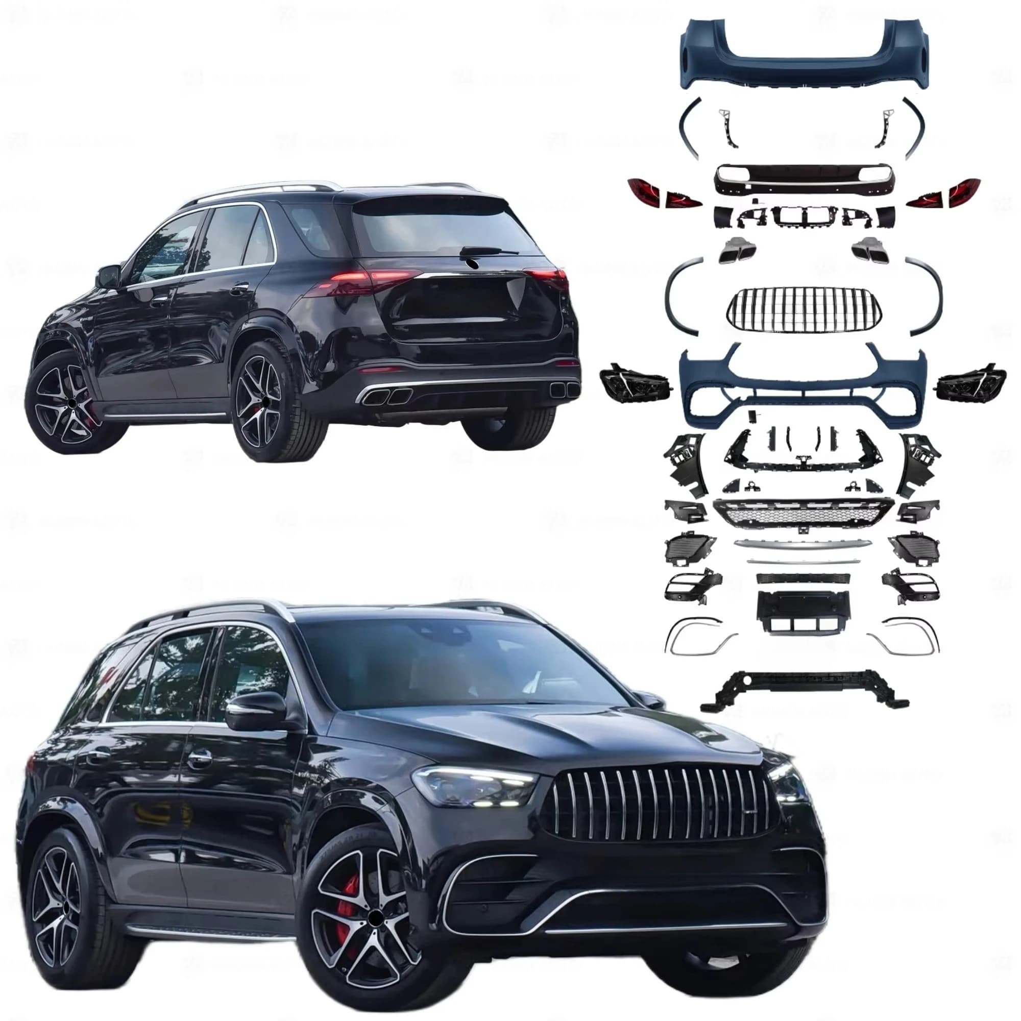 STLF Old to New Bodykit for 2020-2023 Mercedess-Benzs W167 GLE Class to 2024 GLE63 AMGS Car Bumper Diffuser Headlights