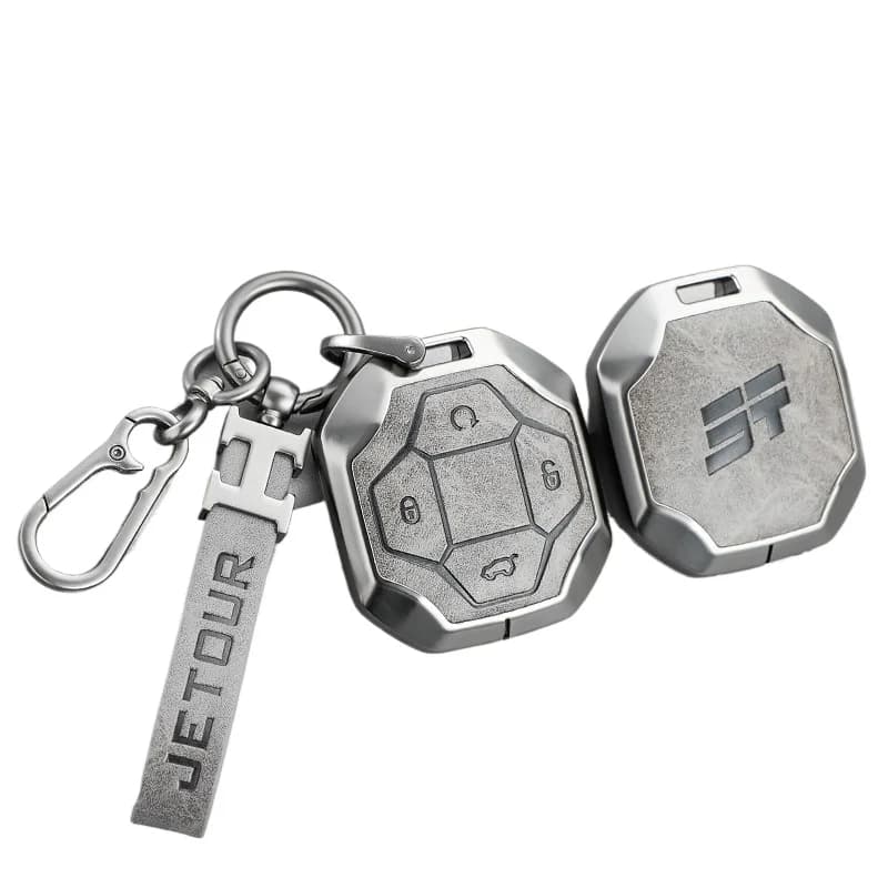 Premium Zinc Alloy Key Cover Case for Jetour Traveller/Shanhai T2 (2024) - Protective Key Fob Shell Key Bag Chain
