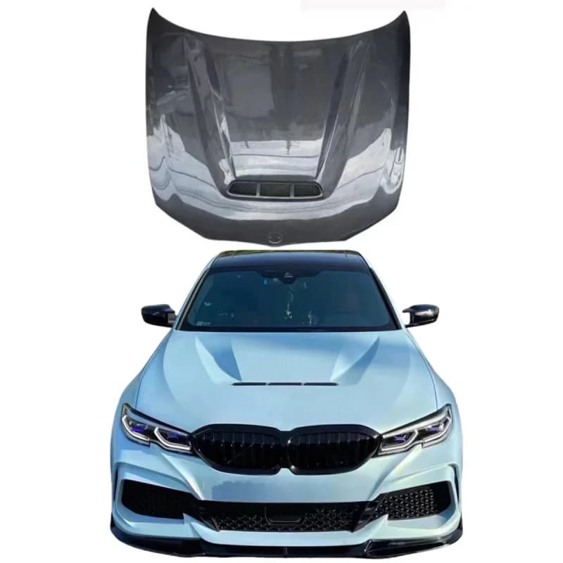 High Quality CS Style Carbon Fiber Front Engine Hood Cover Fit 3 Series G20 2019+ Automobile Exterior Modification P