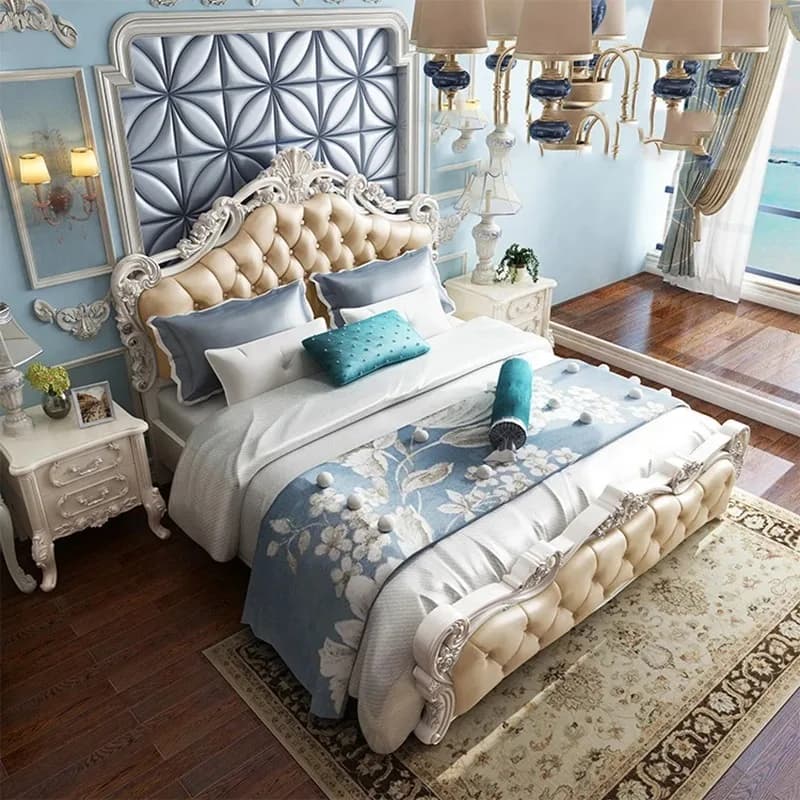 Luxury European Double Bed Wood Highend Modern Twin Size Double Bed Floor Storage Design Lozko Sypialniane Home Furniture