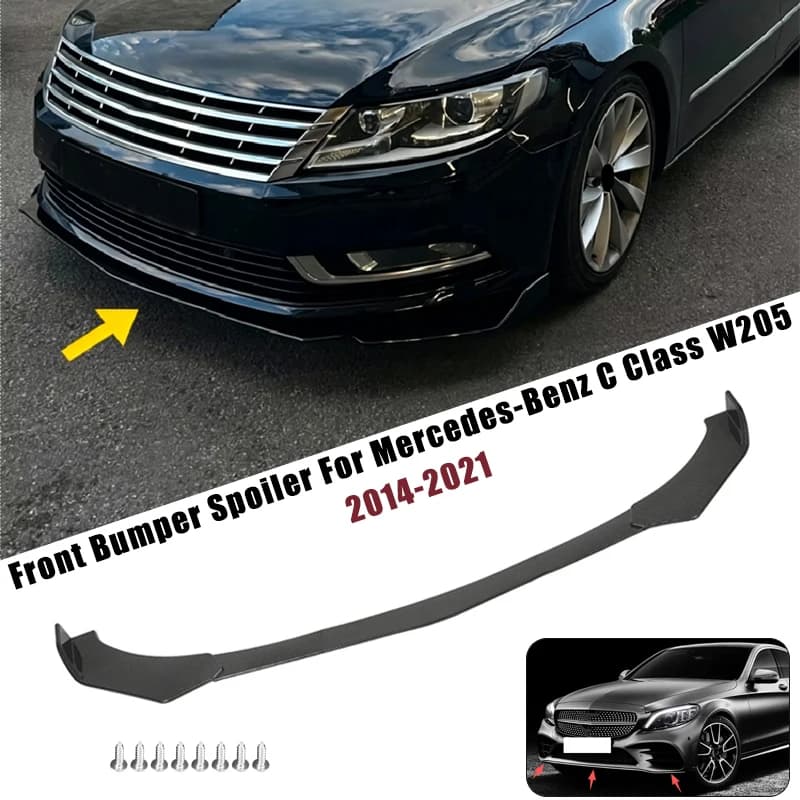 Sport Front Bumper Splitter Spoiler Lip For Mercedes-Benz C Class W205 2014-2021 5Pcs Adjustable Sectional Car Tuning Body Kit