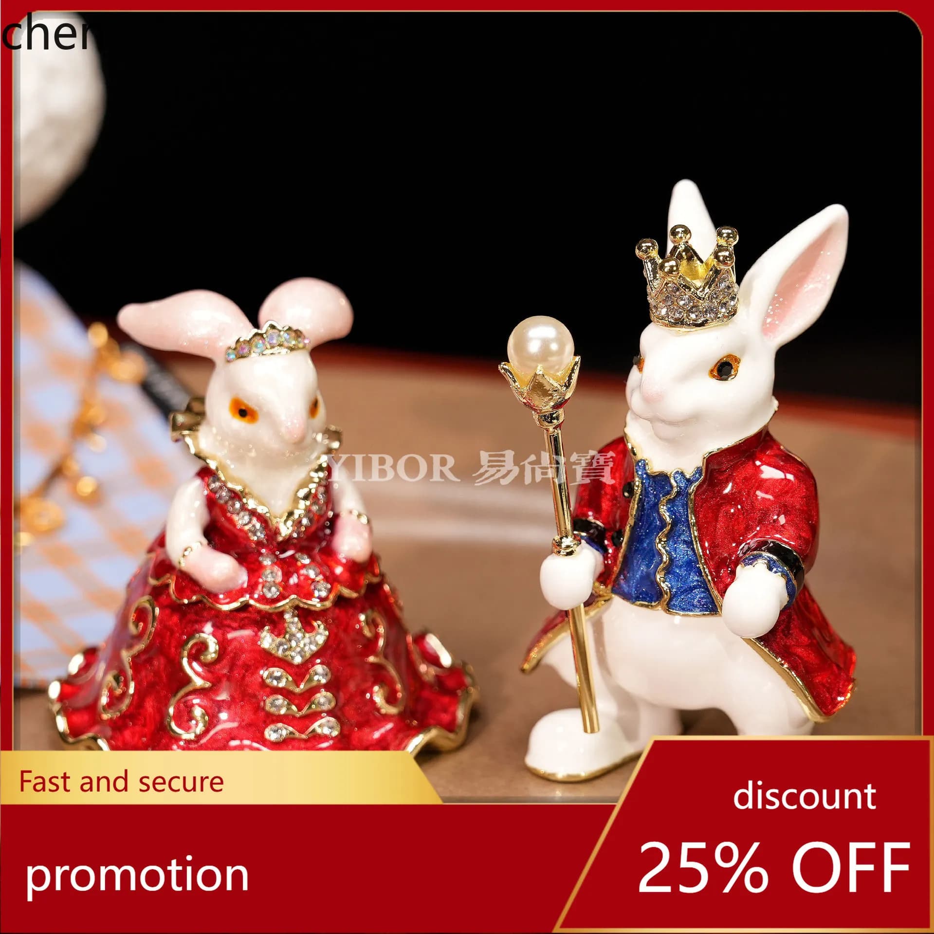 H1 Alloy Enamel Jewelry Box with Diamonds, Rabbit Princess Wedding Gift, Valentine's Day Gift, Creative Ornament