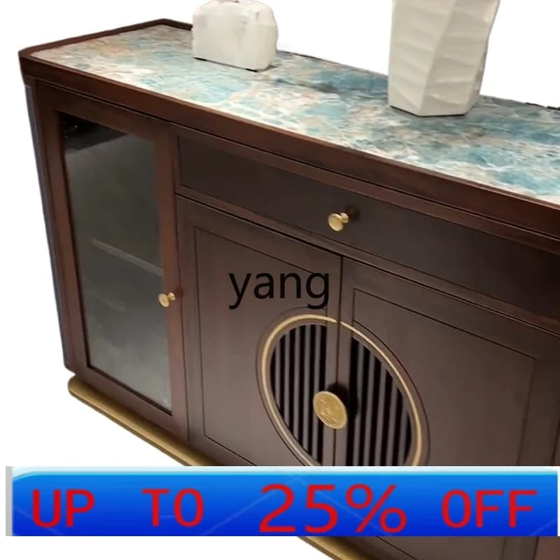 LH  new Chinese rock slab dining side cabinet modern living room light luxury solid wood enigma cabinet