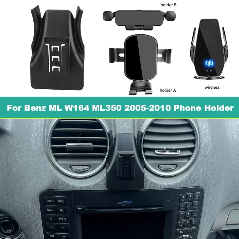 Car Mobile Phone Holder For Mercedes-Benz ML 350 W164 2005-2010 Gravity Navigation Bracket Wireless Charging Phone Holder
