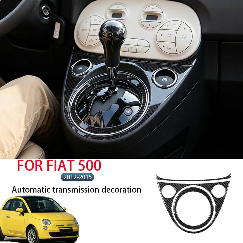 FOR FIAT 500 2012-2015 Soft Carbon Fiber Transmission Panel Decorative Stickers, Automotive Interior Protection Accessories