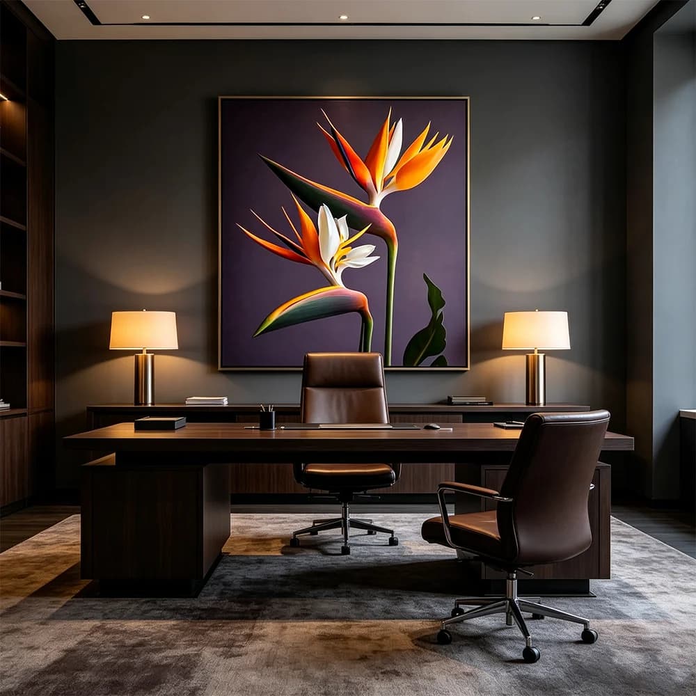 Art Poster Print Strelitzia Reginae Flower Canvas Painting Bird of Paradise Floral Picture Home Wall Decor for Hallway Entrance