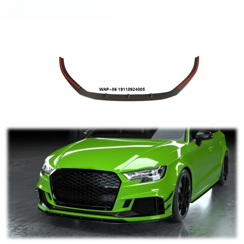 For  RS3 Sedan 2017-2019 Carbon Fiber Front Bumper Lip Chin Spoiler Splitter