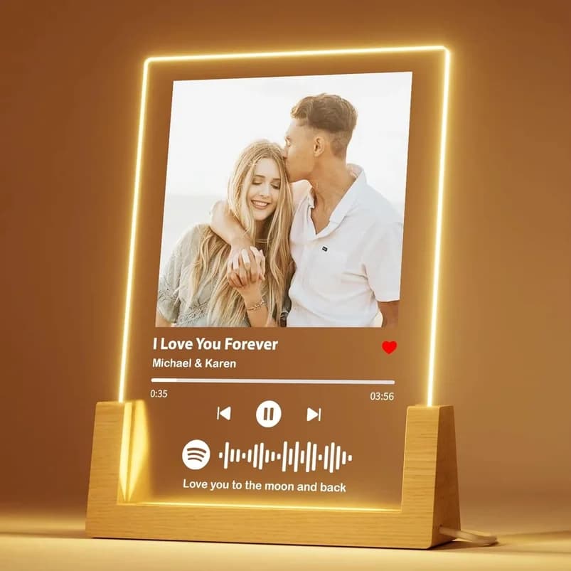 Custom Spotify Music Plaque Gifts For Anniversary Personalized Acrylic Photo Frame Lamp Couple Birthday Wedding Gifts For Lover