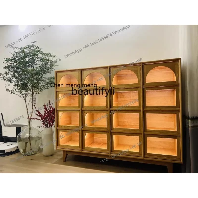 Solid wood medieval living room display cabinet cherry wood storage cabinet retro furniture storage sideboardSS 8617