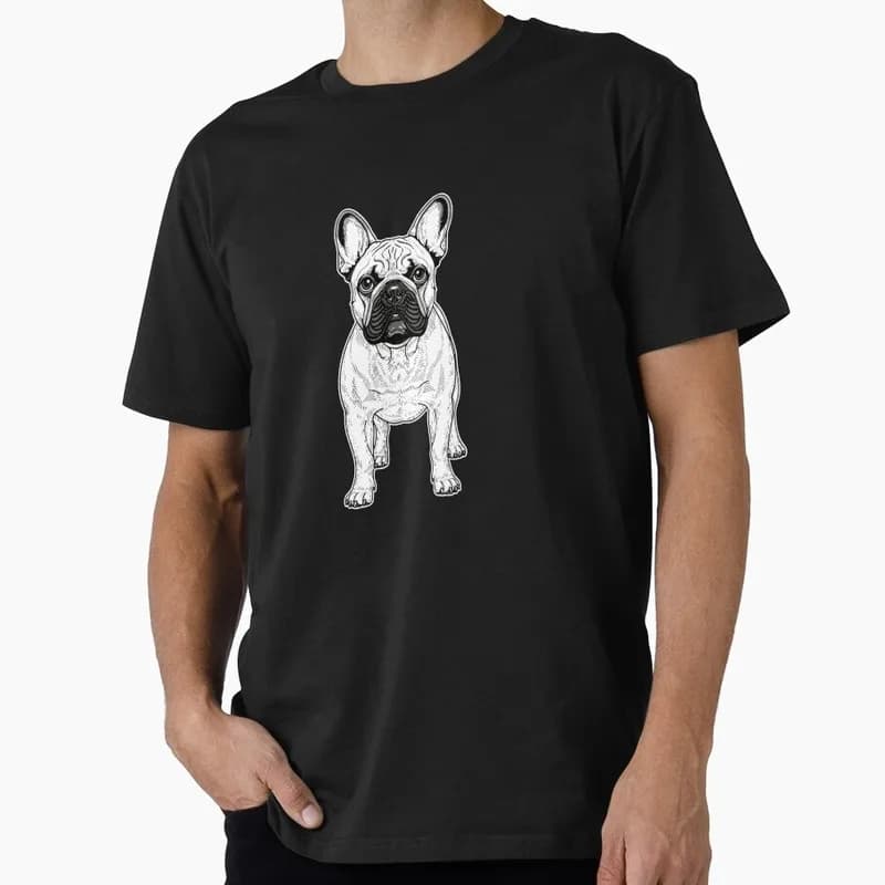 French Bulldog Print Graphic T-shirt Unisex Cotton Short Sleeve Tee Funny Gift for Dog Lovers & Pet Owners Funny Casual Tee