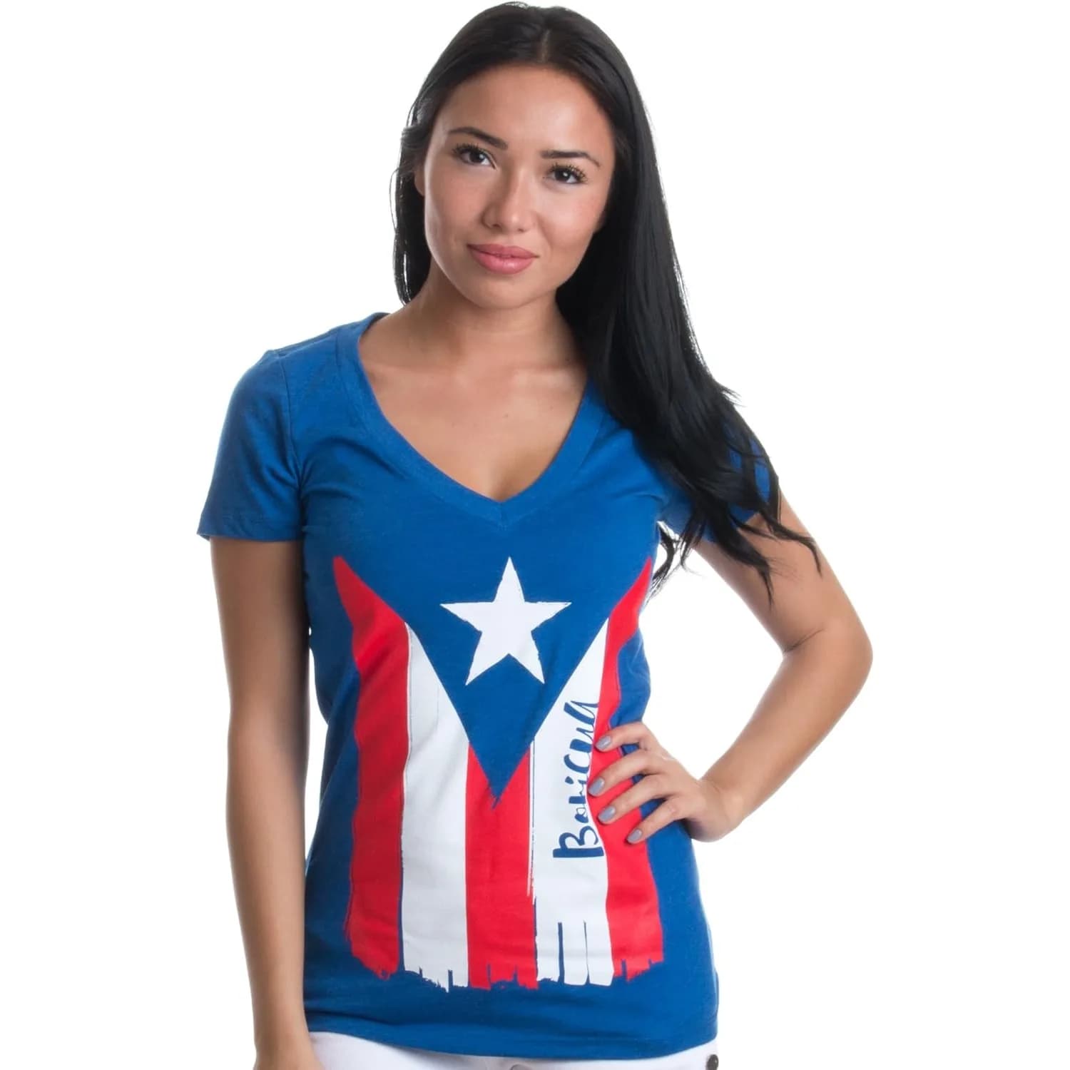 Boricua | Cute PR Puerto Rican Pride, Nuyorican Flag Ladies' Rico V-Neck T-Shirt