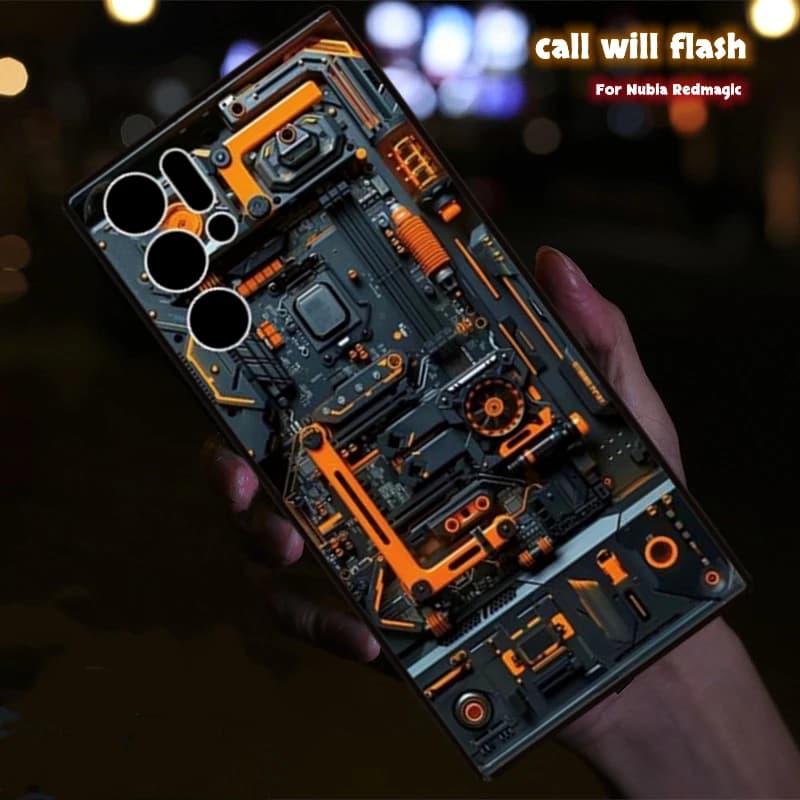 Orange Circuit Luminous Phone Case For ZTE Nubia Red Magic 10S 10 Pro Plus 9S 9 8s 8 7s 7 6 Pro Protective Cover LED Fundas Capa