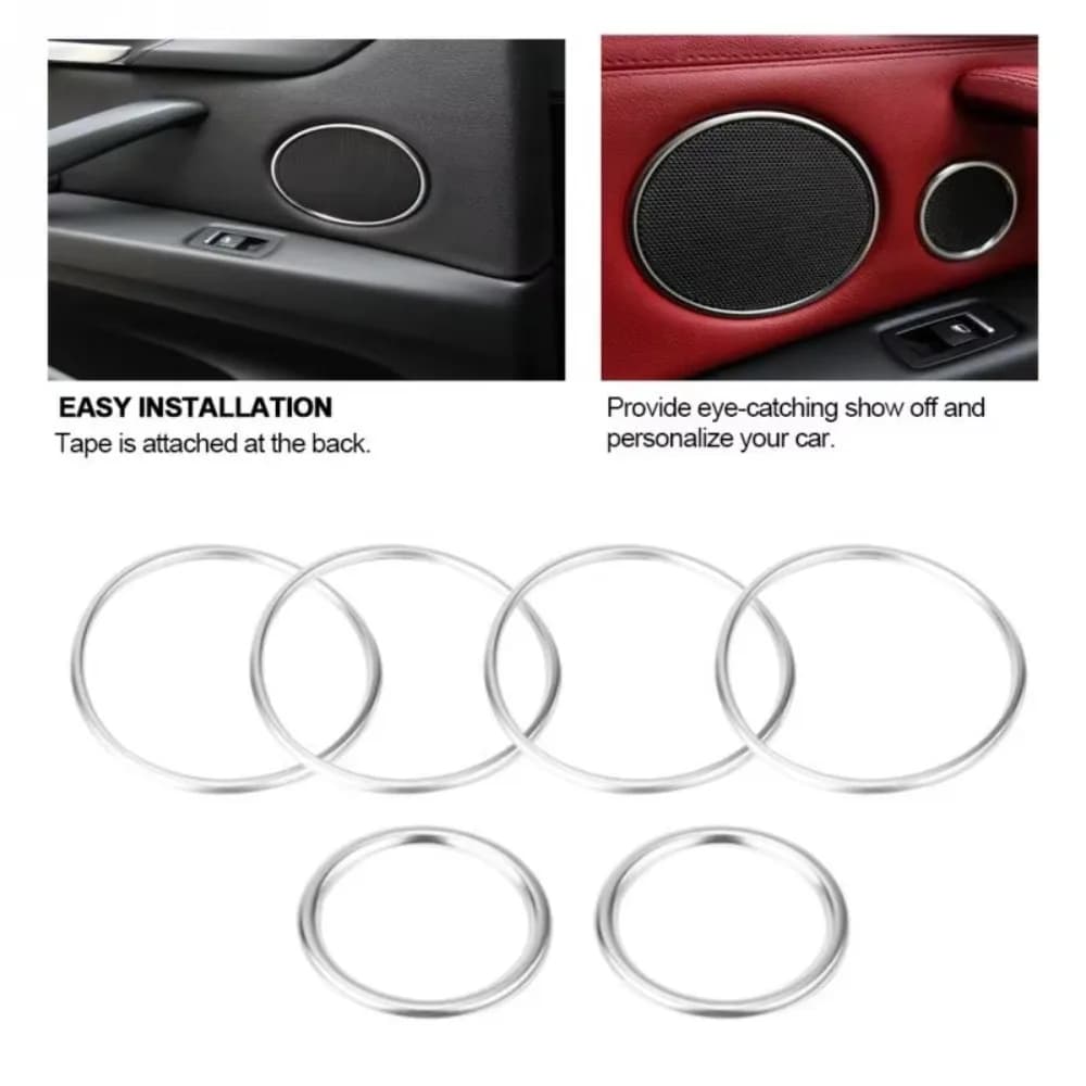 6Pcs Door Speaker Ring Cover Trim Silver Chrome for BMW X5 F15 2014-2018 for BMW X6 F16 2015-2018 Car Accessories Interior
