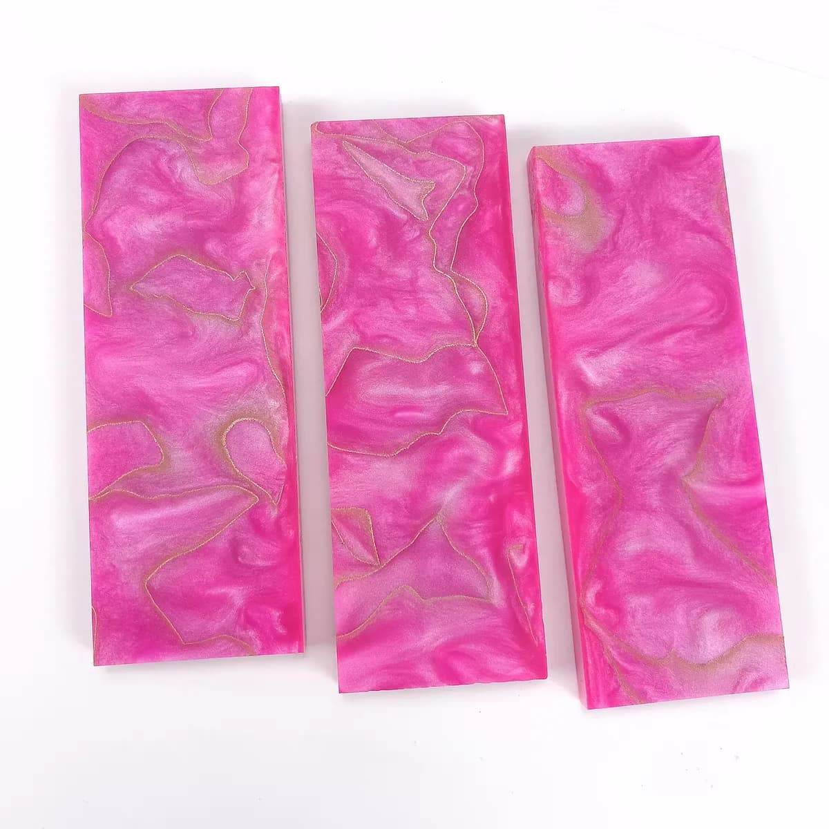 1pc Pink Copper Mesh Resin Knife Handle Material DIY Patch Decor Scales Slabs Blank 120x40x8mm Resin Compression Template Plate