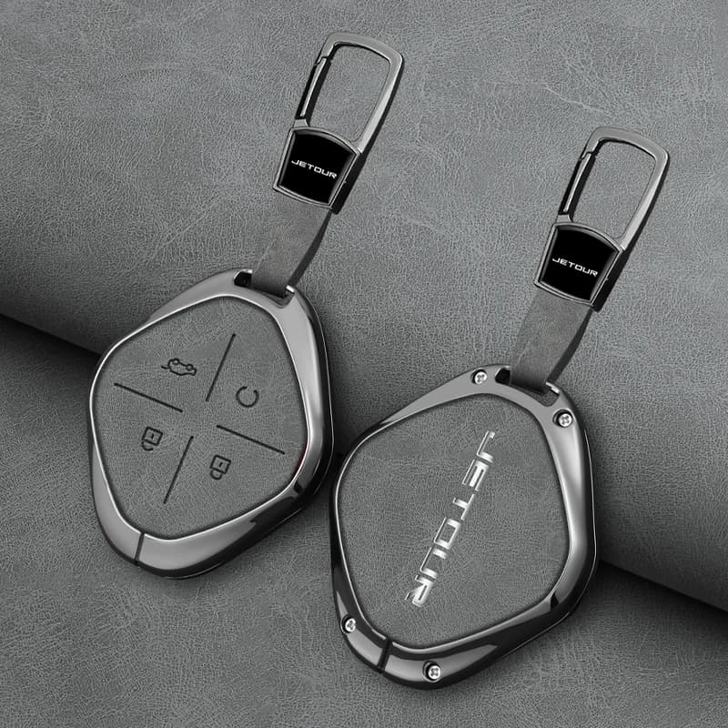 Zinc Alloy Leather Full Cover Car Key Case for 2022 2023 Jetour DASHING X-1 Plus DTC Car Remote Key Protection Shell Accessories