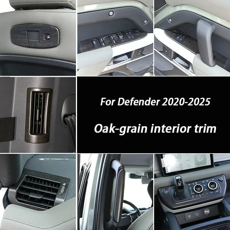 ABS Oak Grain Central Control Gear Shift Panel Door Handle Frame For Land Rover Defender 90 110 130 2020-2025 Car Accessories