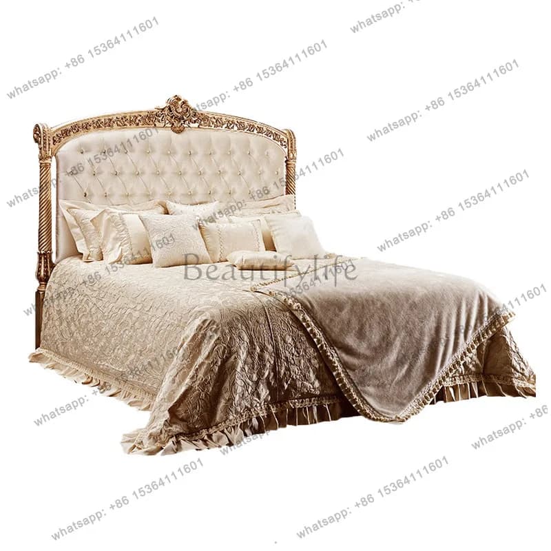 European castle classic princess bed master bedroom luxury court solid wood double bed