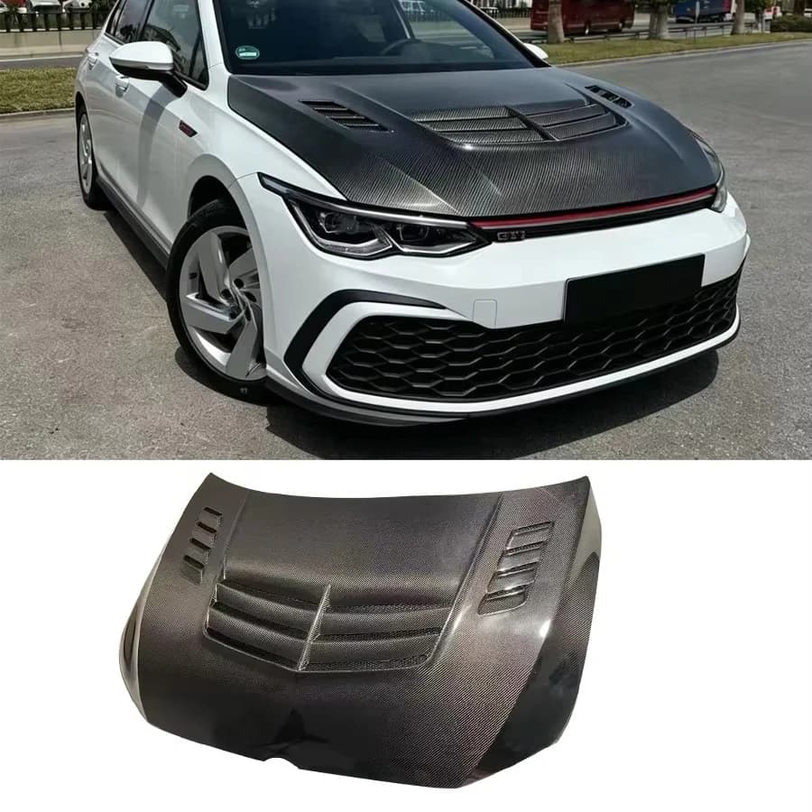 Car World Carbon Fiber Vented Hood Bonnet for 2022-2024 Volkswagen Golf 8 MK8 Car Hood