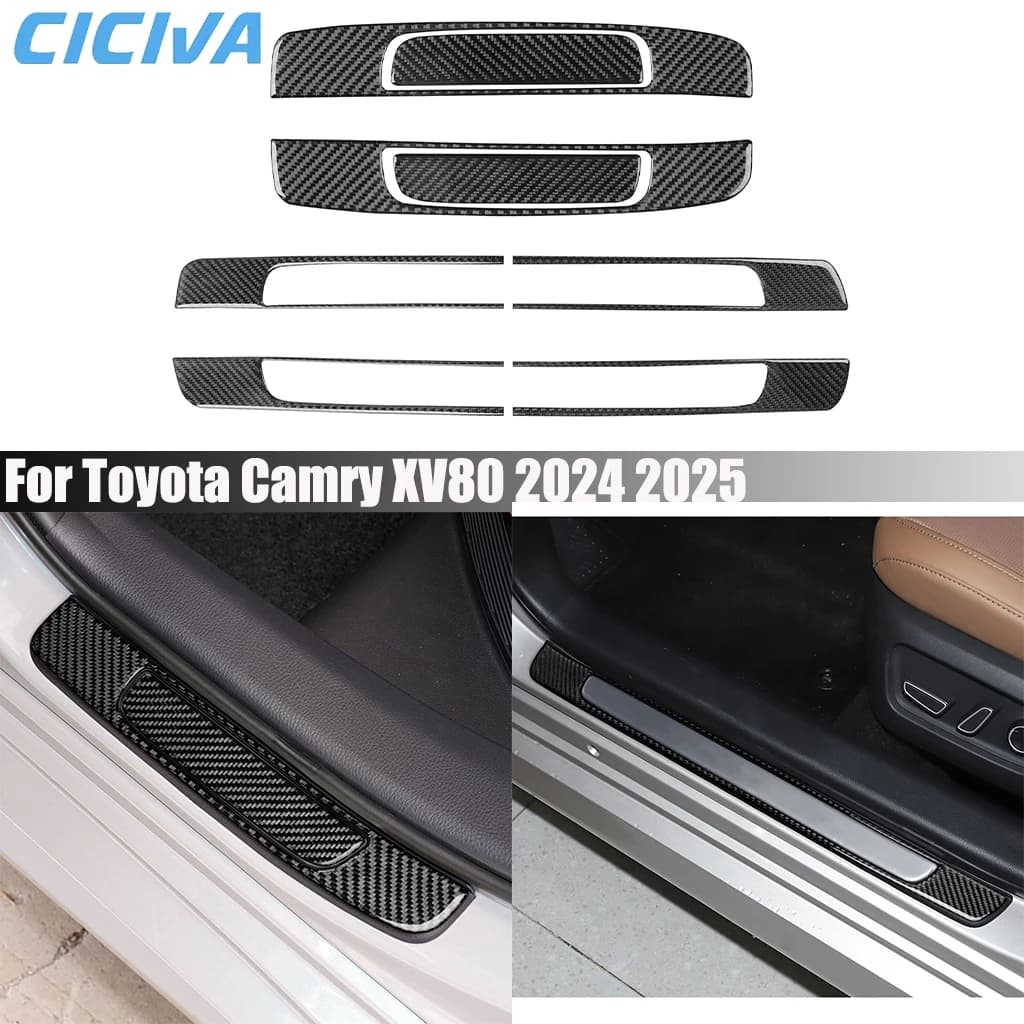 Carbon Fiber Car Accessories Doorstep Sill Decorative Panel Exterior Cover Trim Modified Sticker For Toyota Camry XV80 2024 2025