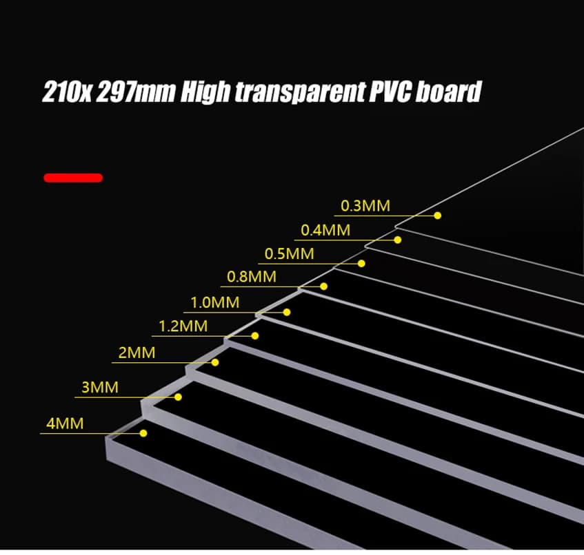 297x210mm PVC Plate Transparent Plastic Board Thickness 0.2mm/0.3mm/0.4mm/0.5mm/0.6mm/0.8mm/1mm/1.2mm/1.5mm/2mm