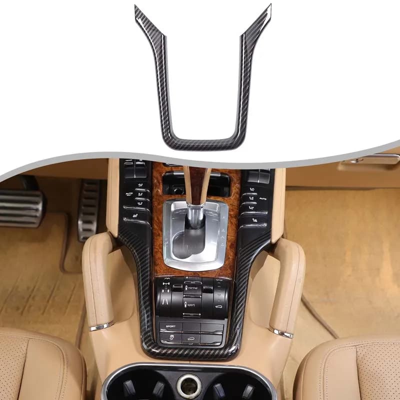 For Porsche Cayenne 2011-2017 ABS Carbon Fiber Car Center Control Decorative Frame Sticker Car Interior Accessories 1Pcs