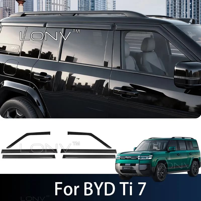 For BYD Ti 7 2026 2027 Car Vent Visor Window Visor Rain Eyebrow Shelter Vent Awning Smoke Deflector Guard Body Kits Accessories