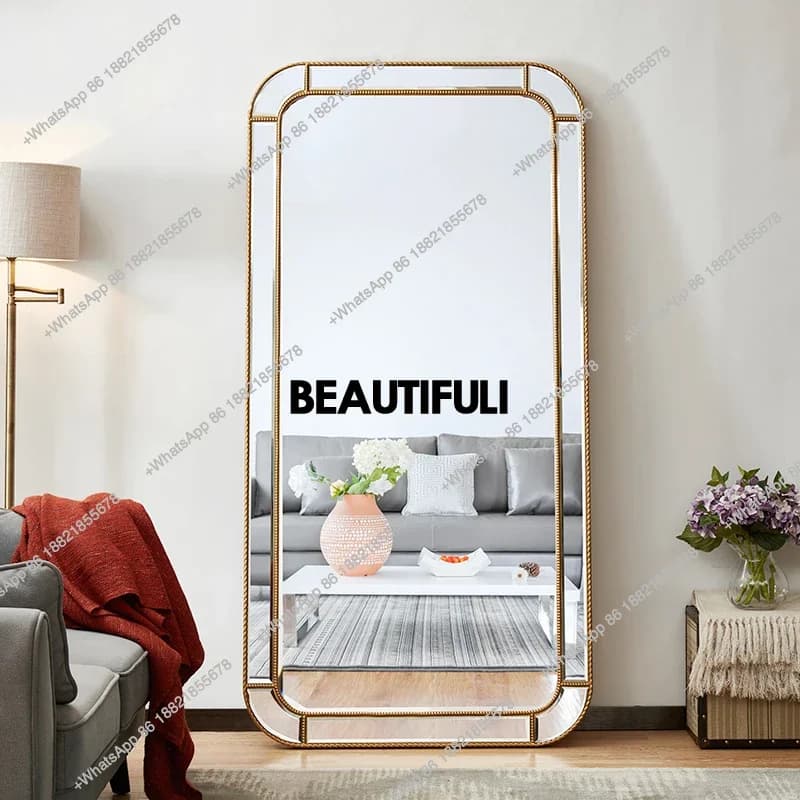 Modern simple dressing model room cloakroom floor mirror clothing store rectangular rounded corners whole body