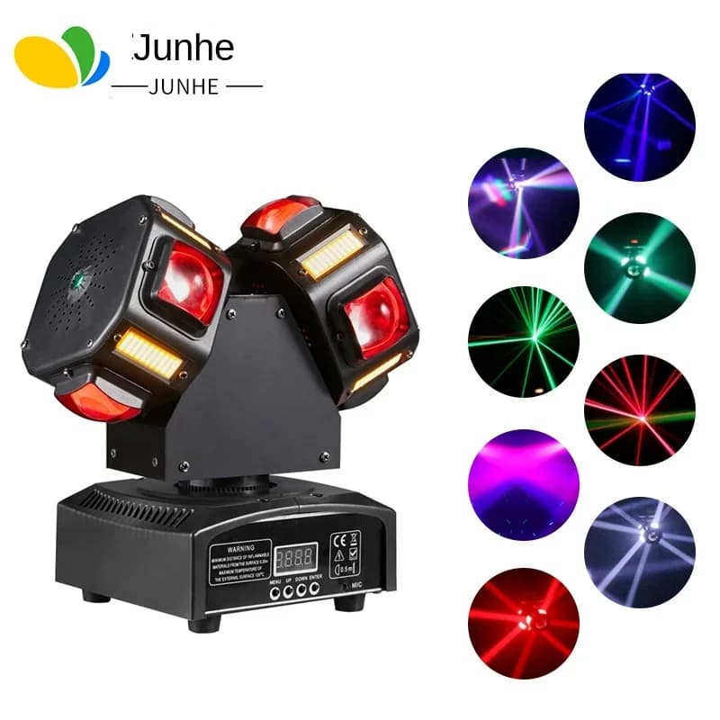 18-Arm Rotating Moving Head LED Light Bar Voice Control Laser Strobe Disco Lamp for KTV Nightclub Ballroom Home Dancing