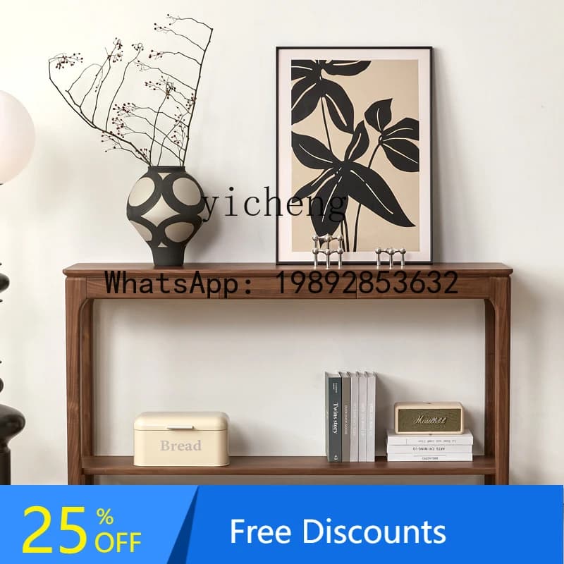 X1  Entryway Table Simple Solid Wood Strip Case Wall-Mounted Desk Ultra-Narrow Desk Altar Table Buddha Table