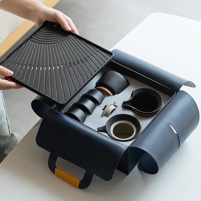 Travel car tea set Kuaike cup small set storage box portable outdoor teapot teacup Kung Fu tea set