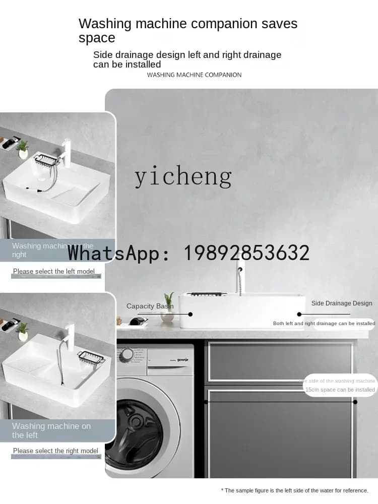 LYY Balcony Laundry Basin with Washboard Washing Machine Ceramic Household Counter Basin Washbasin